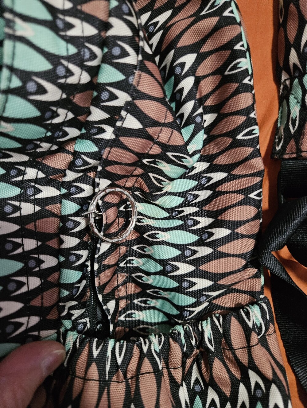Vera Bradley Lighten Up Just Right Sierra Stream Teal and Brown Print Backpack - Picture 3 of 8